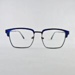 Blue semi-rimless geometric frame