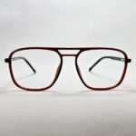 Brown Double-Bridge Square Aviator Eyeglasses