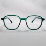 Deep forest green full-rim geometric eyeglass