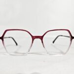 Burgundy-to-Clear Ombre geometric Eyeglass