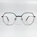 Geometric Magenta Round Full-Rim Metal Frame