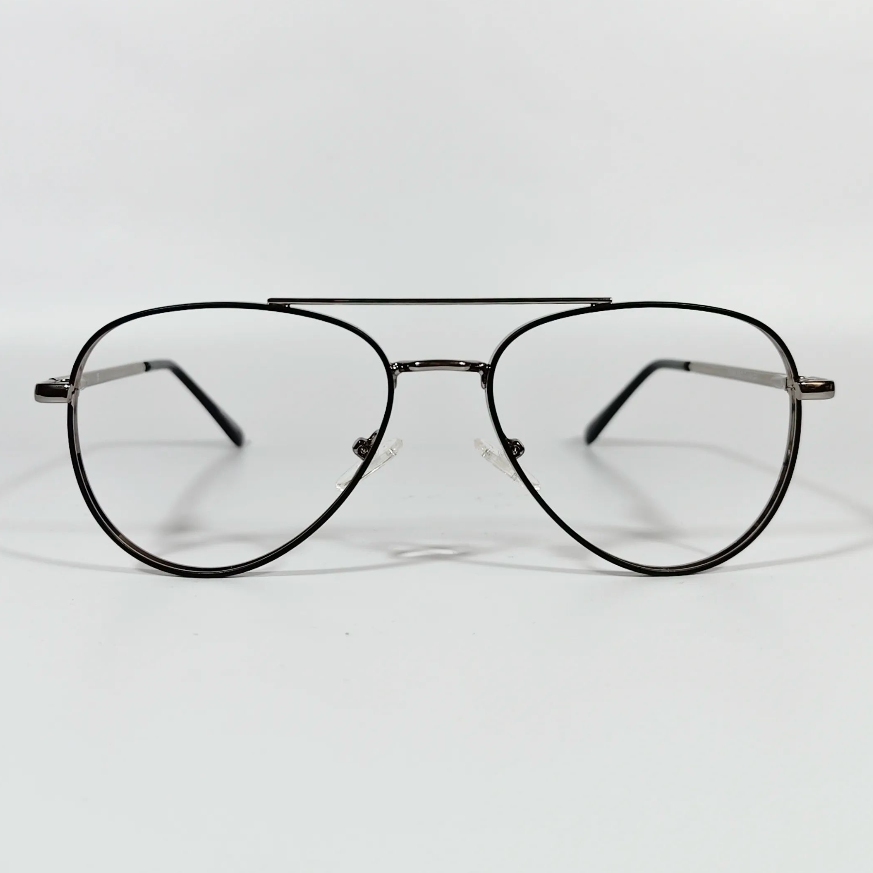 Metallic Silver Full-Rim Aviator Eyeglass Metallic Silver Full-Rim Aviator Eyeglass
